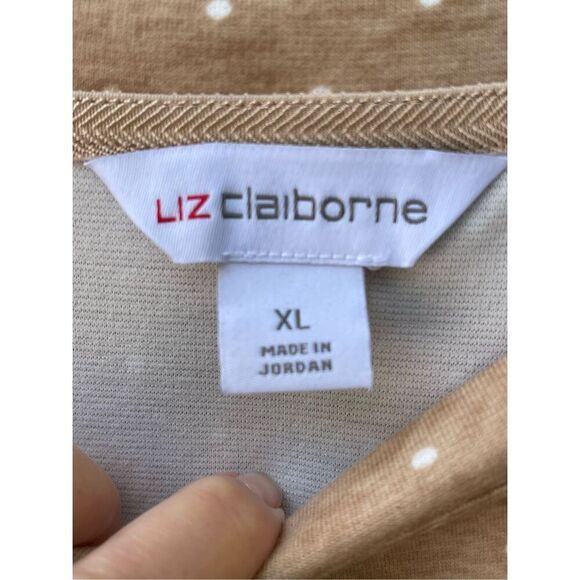 NWT Liz Claiborne size XL polka dot star print long sleeve tie back top. - Picture 4 of 7